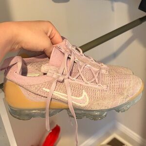Nike Pink and Tan Air Vapormax Shoes